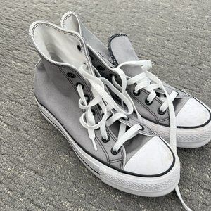 Platform Grey Converse with Black Stitching Size 7